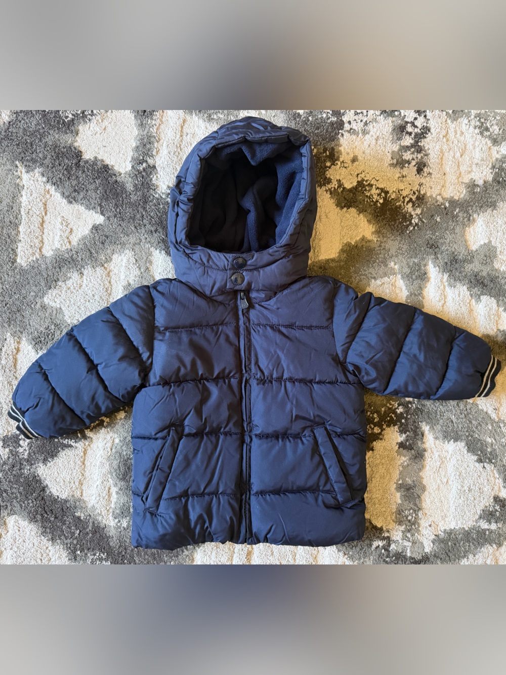 GAP Navy Blue Quilted Puffer Jacket with Hood